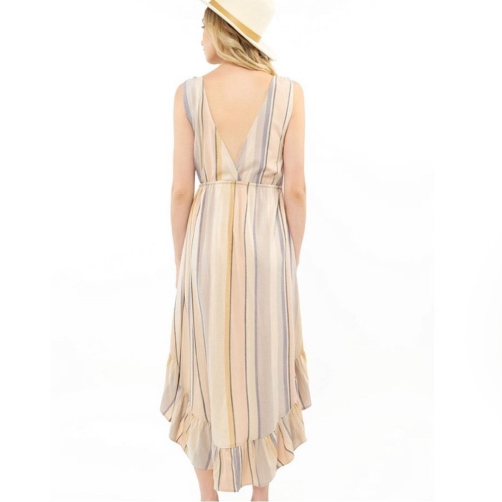 Saltwater Luxe Lovestoned Neutral Striped High Low Dress - Picture 3 of 11
